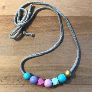 Hand painted wooden bead necklace